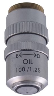 LP series 100x (spring, oil, iris) Achromatic objective for use with 3124044 Dark field condenser