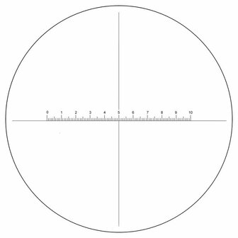 Micrometer reticule, scale 10mm divided in 100 parts, horizotal