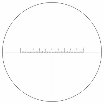 Ret&iacute;cula microm&eacute;trica, escala 10 mm dividida en 100 partes, horizontal