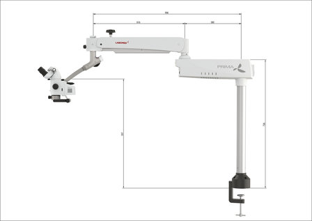 PRIMA Mu training microscope with table mount