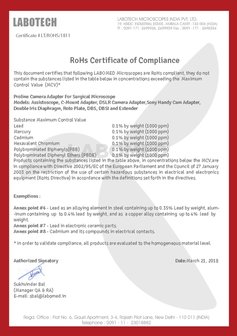 Declaration and RoHS Labomed Proline