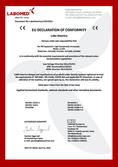 Declaration and RoHS Labomed Laboratory microscopes