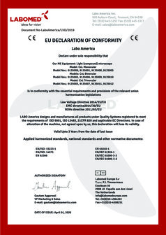 Declaration and RoHS Labomed Laboratory microscopes