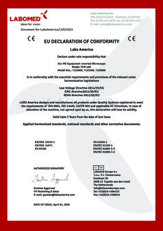 Declaration and RoHS Labomed Laboratory microscopes