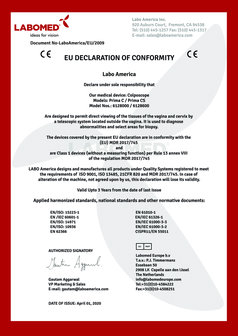 Declaration and RoHs Labomed Prima C and CS