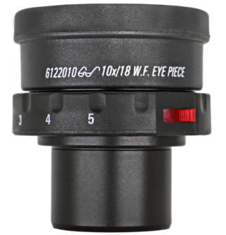 Eyepieces 10x/18mm with diopter and retractable eyeguard