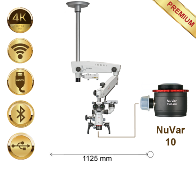 Microscopio Prima DNT Premium, montaje a techo, NuVar 10, Lumix