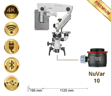 Microscopio Prima DNT Premium, brazo largo, montaje a pared, NuVar, Lumix