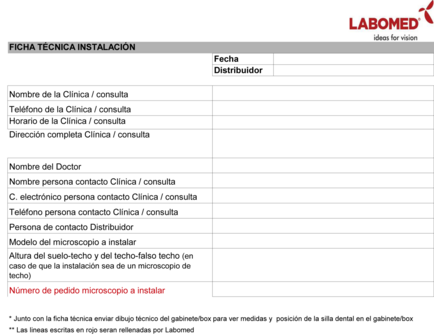 Ficha tecnica instalacion Labomed