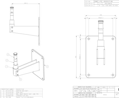 Wandbeugel voor Prima-serie, verticale montage, extra lang 