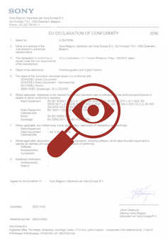 EU-conformiteitsverklaring Sony
