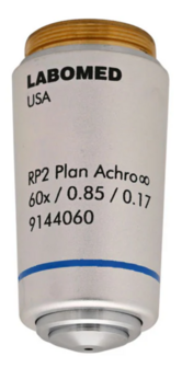 60x objective, spring/dry, NA 0.85/WD 0.30mm (RP Infinity co
