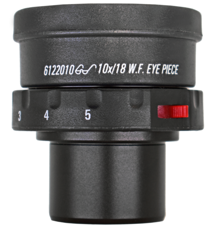 Eyepieces 10x/18mm with diopter and retractable eyeguard