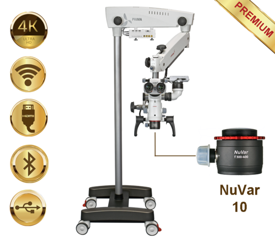 Prima DNT Microscope Premium, mobile stand, NuVar 10, Lumix