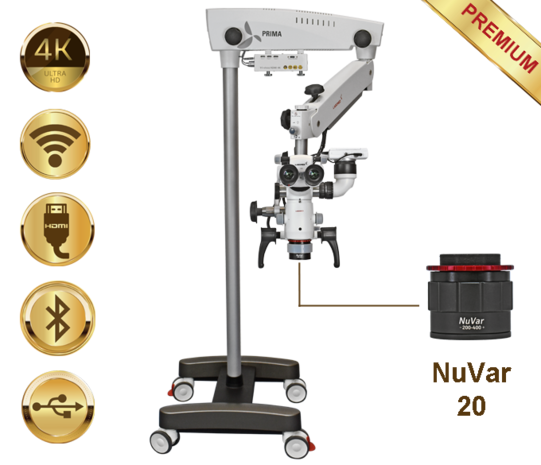 Prima DNT Microscope Premium, mobile stand, NuVar 20, Lumix