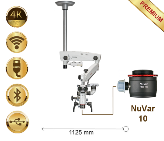 Prima DNT Microscope Premium, Ceiling mount, NuVar 10, Lumix