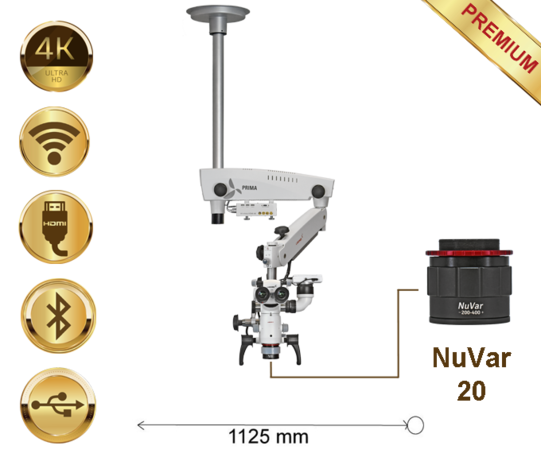 Prima DNT Microscope Premium, Ceiling mount, NuVar 20, Lumix