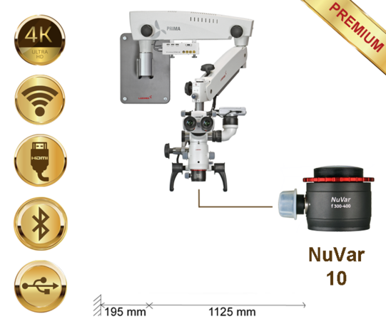 Microscopio Prima DNT Premium, montaje a pared, NuVar 10, Lumix