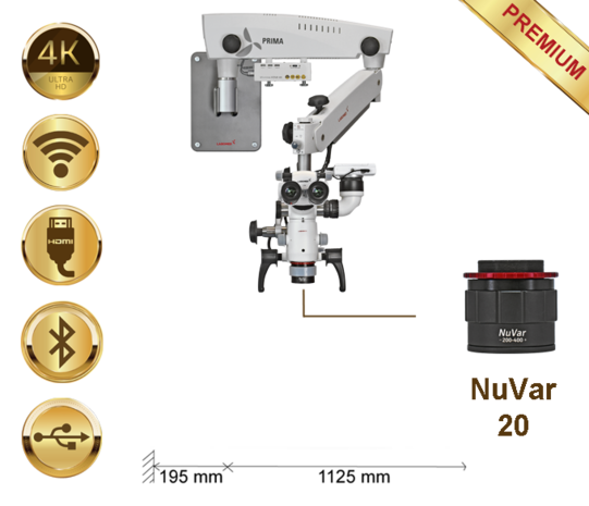 Prima DNT Microscope Premium, Wall mount, NuVar 20, Lumix