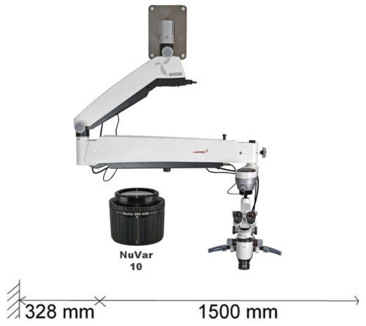 Microscopio Magna montaje a pared, brazo largo