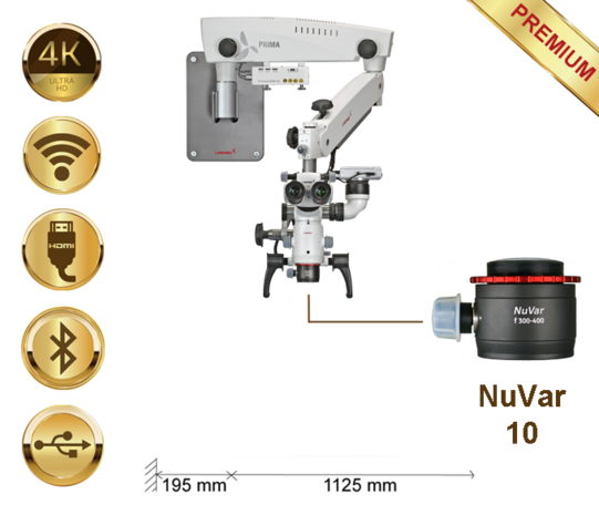 PrimaDNT Microscope Premium, Lang, Wall mount, NuVar 10