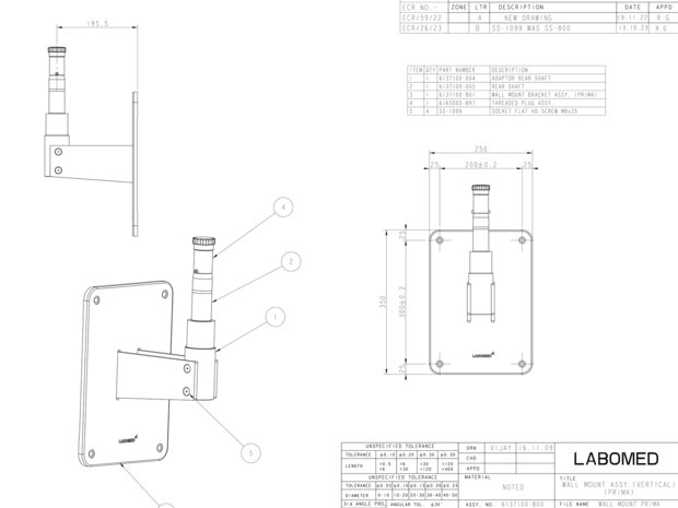 Wall bracket for Prima series