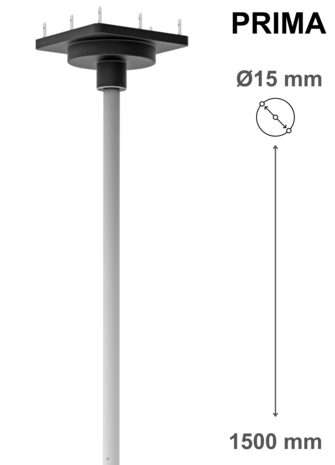 Ceiling mount for PRIMA, pin &Oslash;15 mm, with 150 cm column